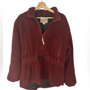 Vintage‎ Woolrich Burgundy Hooded Fleece Jacket Size Medium